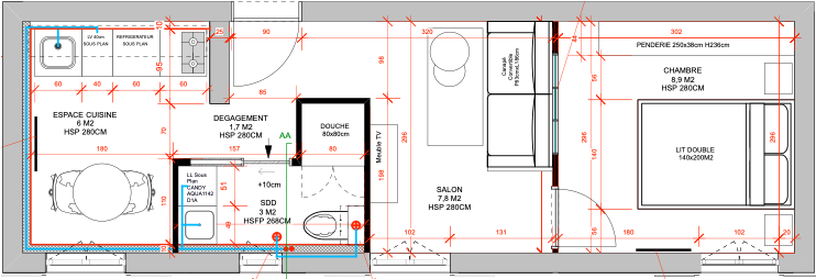Plan d’aménagement d’un appartement locatif à Nice